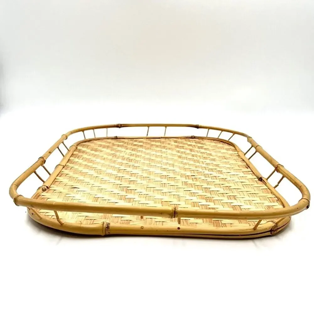 1 Vintage Bamboo Cane Tray Boho Home Decor